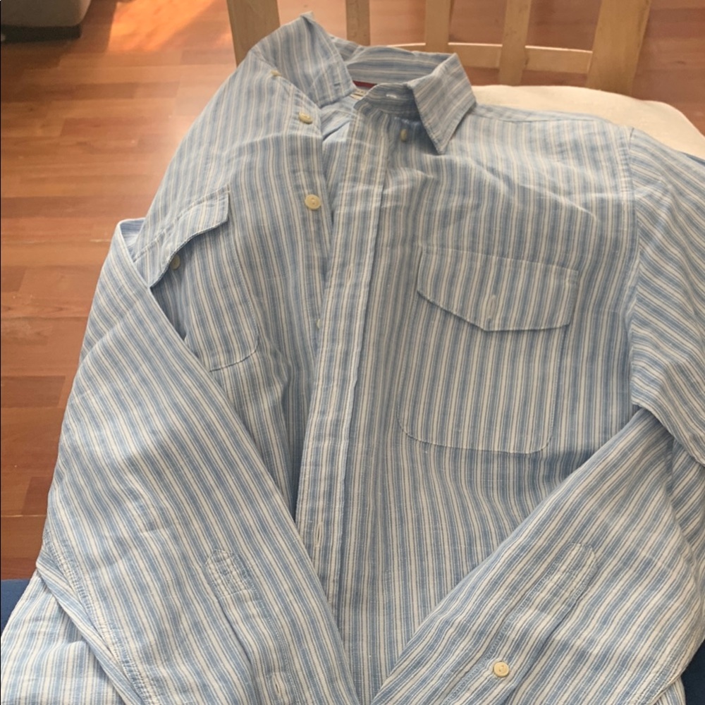 Blue Striped Button-Up Shirt